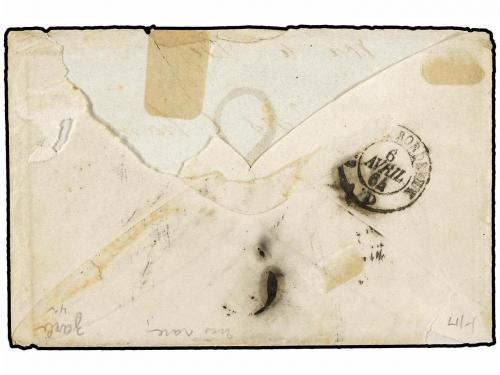 ✉ REUNION. 1864 (5-Marzo). ST. DENIS a BORDEAUX. Carta con t