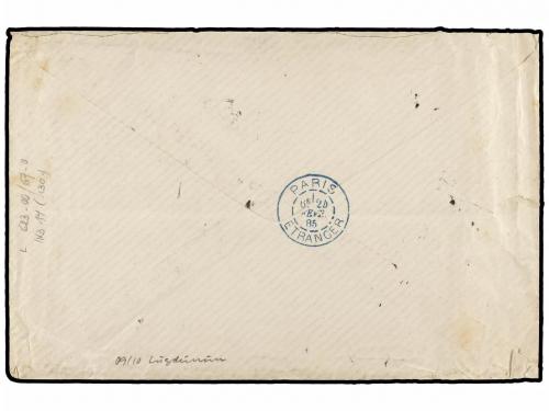 ✉ PERU. Yv. 59(2), 79(2). 1885. LIMA a PARIS. 1 ctvo. naranj