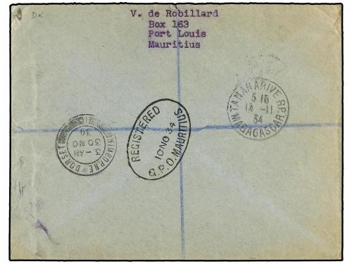 ✉ MAURICIO. Sg. 196 (5), 199, 201. 1934. MAURITIUS to ENGLAN