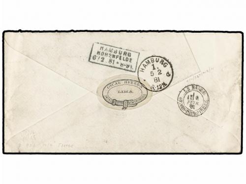 ✉ PERU. Yv. 27(2), 28(4). 1880 (25-Dic.). LIMA a ALEMANIA. 2