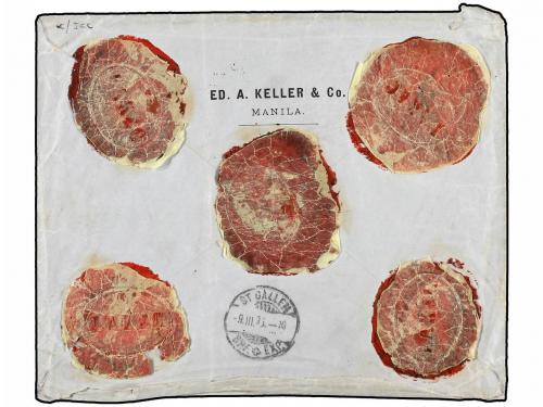 ✉ PERU. Yv. 116, 80, 99(3), 111. 1895. MANILA a ST. GALLEN (