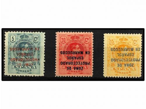 * COLONIAS ESPAÑOLAS: MARRUECOS. Ed. 59/61hi. 5 cts. verde, 