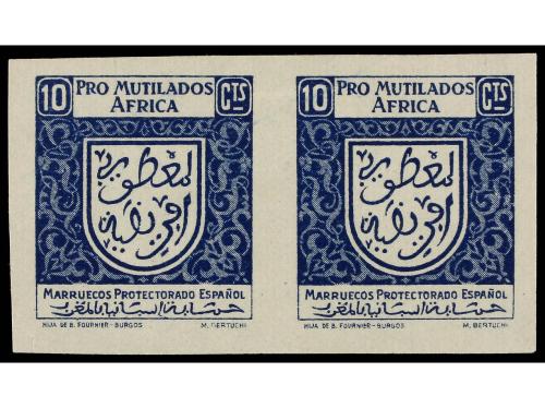 ESPAÑA GUERRA CIVIL. ÁFRICA. 10 cts. azul en pareja SIN DENT