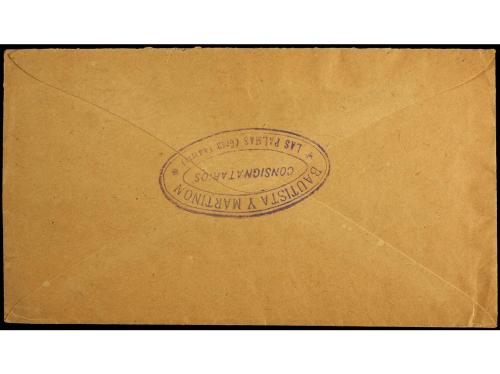 ✉ ESPAÑA. Ed. 274. 1921. LAS PALMAS a USA. 25 cts. azul, mat