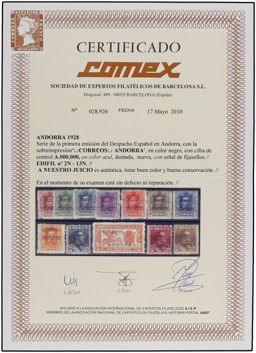 * ANDORRA. Ed. 2N/13N. MUESTRAS. Serie completa (12 valores)