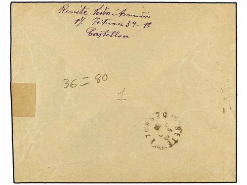 ✉ ESPAÑA. Ed. 825. 1938. IRUN a FRANCIA. 50 cts. gris tasada