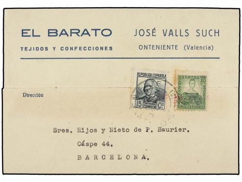 ✉ ESPAÑA GUERRA CIVIL. 1937. ONTENIENTE. Tarjeta Postal circ