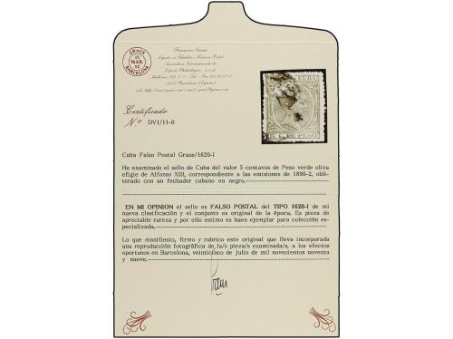 ° CUBA. Ed. 115F. 5 cts. verde FALSO POSTAL tipo I. Interesa