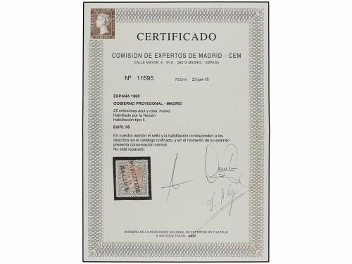 (*) ESPAÑA. Ed. 95 MAD. 25 mils. azul y rosa HABILITADO/POR 