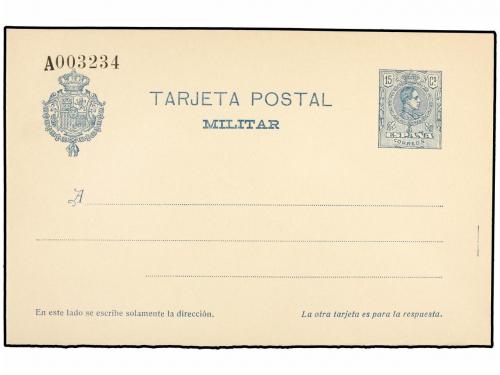 ✉ ESPAÑA ENTEROS POSTALES. Ed. M-1. 15 cts. azul. Tarjeta Po