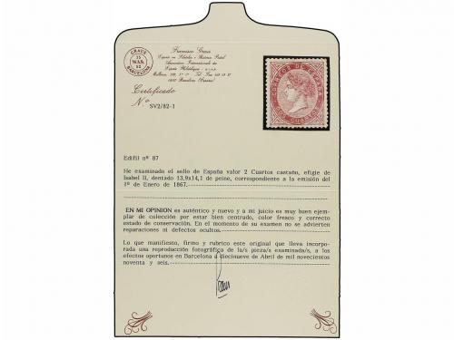 * ESPAÑA. Ed. 87. 2 cuartos castaño claro. Centraje excepcio