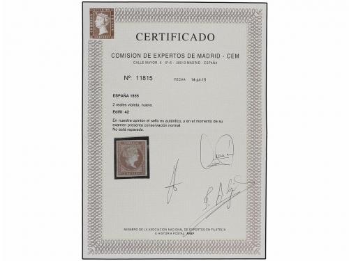 ** ESPAÑA. Ed. 42. 2 reales lila. Color y márgenes perfectos