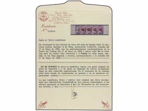 ** ESPAÑA. Ed. 762hepcc. 1 pta. s. 15 cts. + 45 cts. s. 5 ct