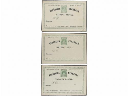✉ ESPAÑA ENTEROS POSTALES. Ed. 2, 4, 6. 5 + 5 cts. verde. Co