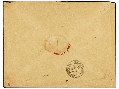 ✉ ESPAÑA. Ed. 215, 219(3). 1890. BARCELONA a HONG KONG. 5 ct