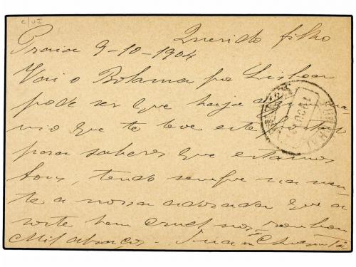 ✉ CABO VERDE. 1904. PRAIA a FUNCHAL. Entero Postal de 10 rei