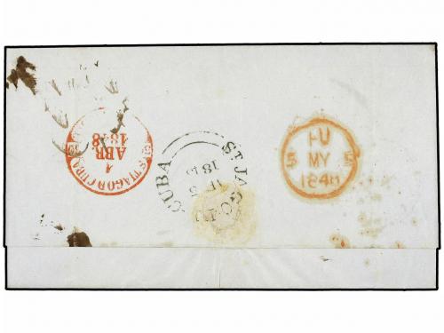✉ CUBA. 1848. MANZANILLO a LONDRES. Fechador MANZANILLO/ISLA