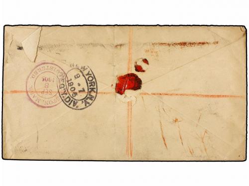 ✉ BARBADOS. 1905. BARBADOS to U.S.A. 1p. rose (2) and 2 1/2p