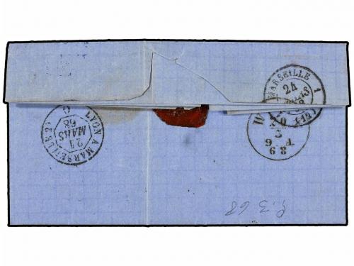 ✉ RUMANIA. 1868. GALATZ to MARSEILLE. GALATZ in black and 10