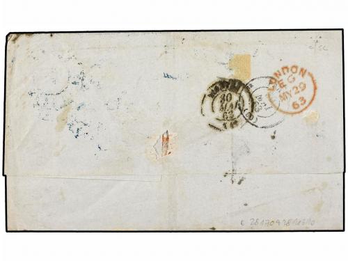 ✉ VENEZUELA. 1865. LA GUAIRA a FRANCIA. Fechador CORREOS/LA 