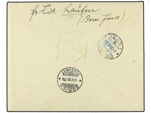 ✉ SUIZA. 1924 (4-V). LAUFEN a ZURICH. Circulado por Correo A