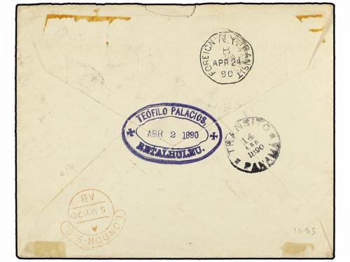 ✉ GUATEMALA. Sc. 48. 1890. RETALHULEU a LONDRES. 10 cts. roj