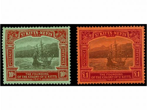 * SAN KITTS-NEVIS. Sg. 59, 60. 1923. 1 £ black and purple, o
