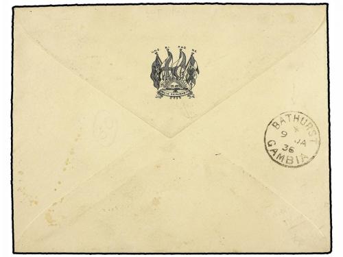 ✉ SIERRA LEONA. 1936. FREETOWN to ENGLAND. 1/2 p., 1 1/2 p.,