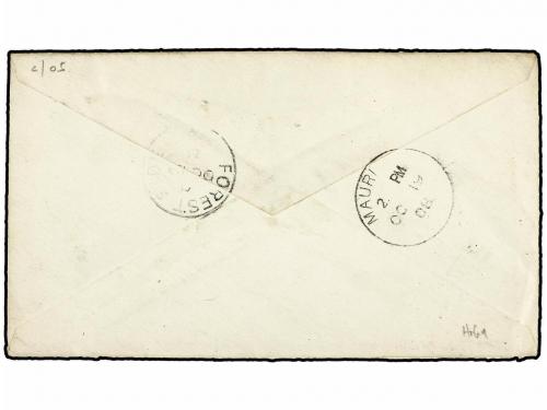 ✉ MAURICIO. 1908. FOREST SIDE to URUGUAY. 8 cent. grey envel