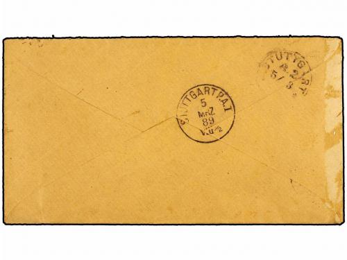 ✉ COSTA DE ORO. Sg. 16. 1889. ACCRA to STUTTGARD (Germany).4