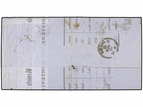 ✉ ESPAÑA. Ed. 93 (2), 98. 1869. CÁDIZ a GENOVA. 5 mils. verd