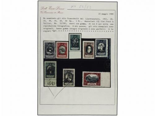 ** LIECHTENSTEIN. Yv. 52/59. 1921. Complete set, never hinge