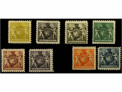 ** LIECHTENSTEIN. Yv. 44B/51B. 1921. Complete set, never hin
