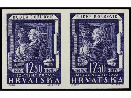 ** CROACIA. Mi. 148/49 var. 1943. THREE sets in pairs IMPERF