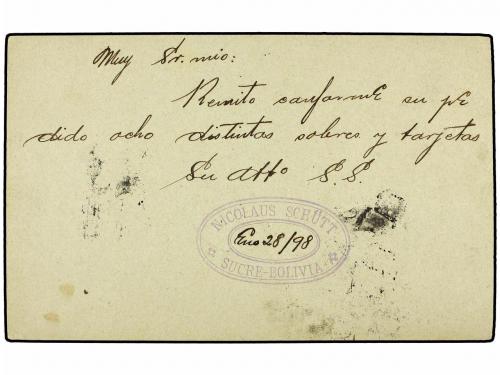 ✉ BOLIVIA. Sc. 47, 48 (2). 1898. SUCRE a ALEMANIA. Entero Po