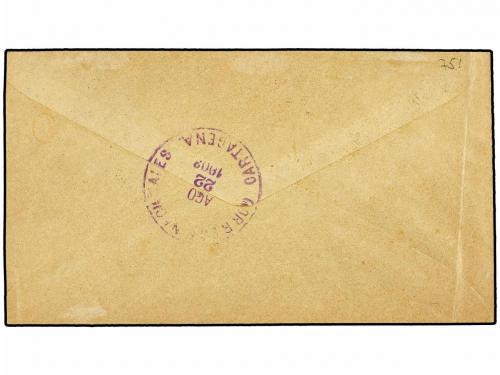 ✉ COLOMBIA. 1903. BUCARAMANGA a CARTAGENA. 20 cts. y sello d