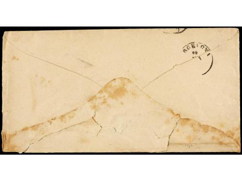 ✉ ESPAÑA. Ed. 81. 1866. MADRID a BARCELONA. 4 cuartos azul, 