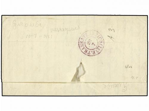 ✉ BRASIL. Sc. 53, 56. 1871. BAHIA a FIGUEIRA (Portugal). 50 