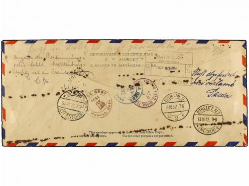✉ CUBA. 1932. VUELO CATAPULTADO (CATAPULTED FLIGHT). 5 ctvos