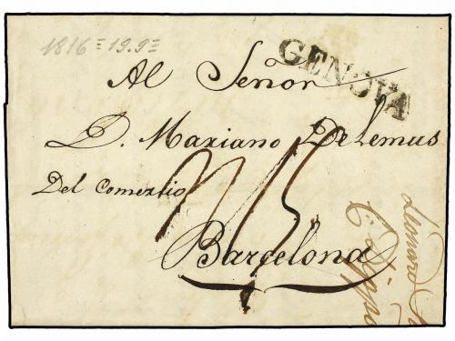 ✉ ITALIA. 1815-1846. (7). GENOVA a ESPAÑA. Conjunto de 7 car