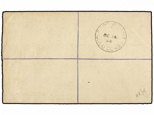 ✉ COSTA DE ORO. 1894. ACCRA to CAPE COAST. Registered envelo