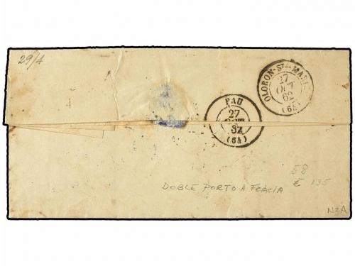 ✉ ESPAÑA. Ed. 58 (2). 1862. MADRID a FRANCIA. 4 cuartos cast
