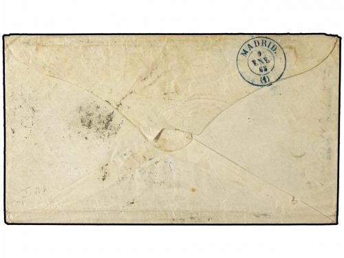 ✉ ESPAÑA. Ed. 73 (2). 1865. CÁDIZ a NEW YORK. 2 Reales lila,