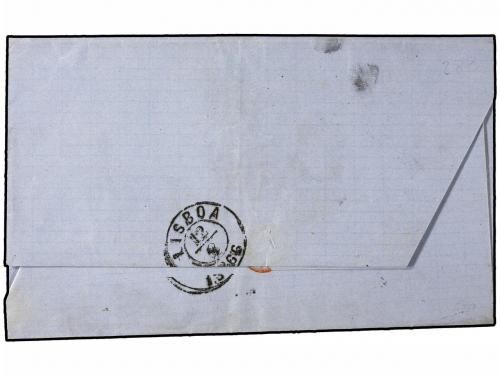 ✉ ESPAÑA. Ed. 81 (3). 1866. BADAJOZ a LISBOA. 4 cuartos azul