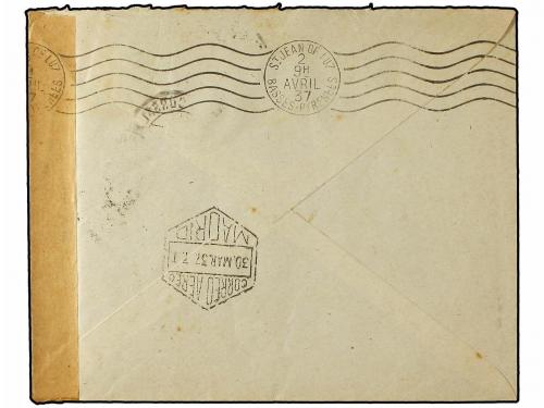 ✉ ESPAÑA. Ed. 741 (3), 732. 1937. MADRID a FRANCIA. 10 cts. 