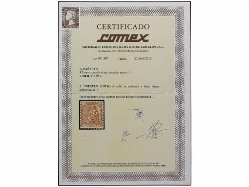 * ESPAÑA. Ed. 139. 4 pts. castaño amarillo. Color y centraje