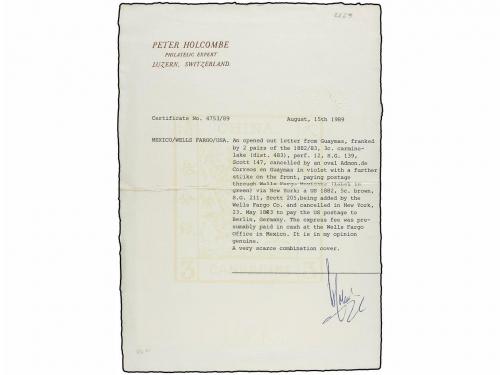 ✉ MEXICO. Sc. 147 (4). 1882. GUAYAMAS to BERLIN. Cover frank