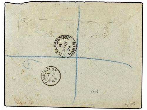 ✉ BORNEO. 1894 (Apr. 6th). Envelope registered to LONDON, be