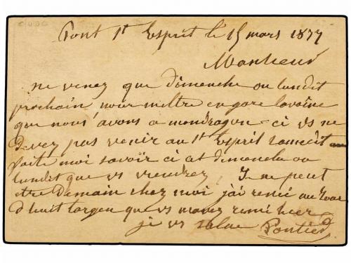 ✉ FRANCIA. Yv. 50, 52, 65. 1877. PONT ST. ESPRIT a BAGNOLS. 