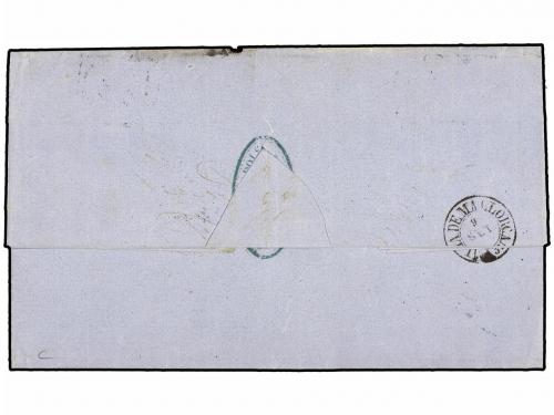 ✉ CUBA. 1860. HABANA a PALMA DE MALLORCA. 1/2 real azul (4).